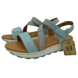 Born Womens Size 8 Mady Turquoise Combo Leather Strappy Open Toe Sandals Shoes